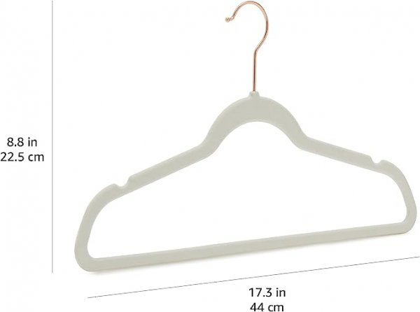 Velvet, Non-Slip Suit Clothes Hangers, Ivory/Rose Gold - Pack of 30